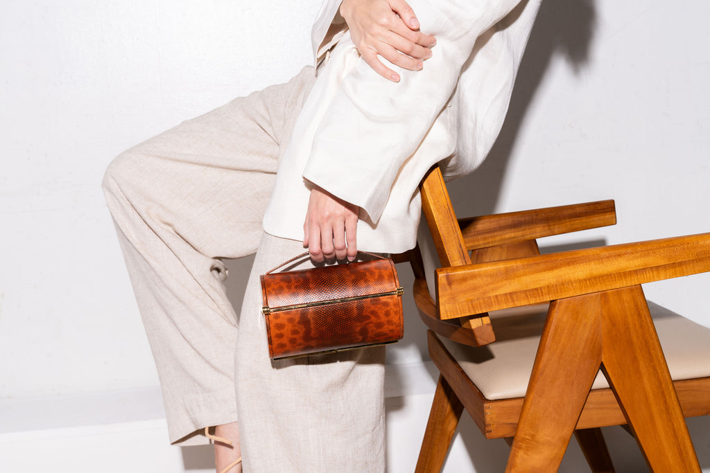 Supervea Clutch in Auburn Snakeskin