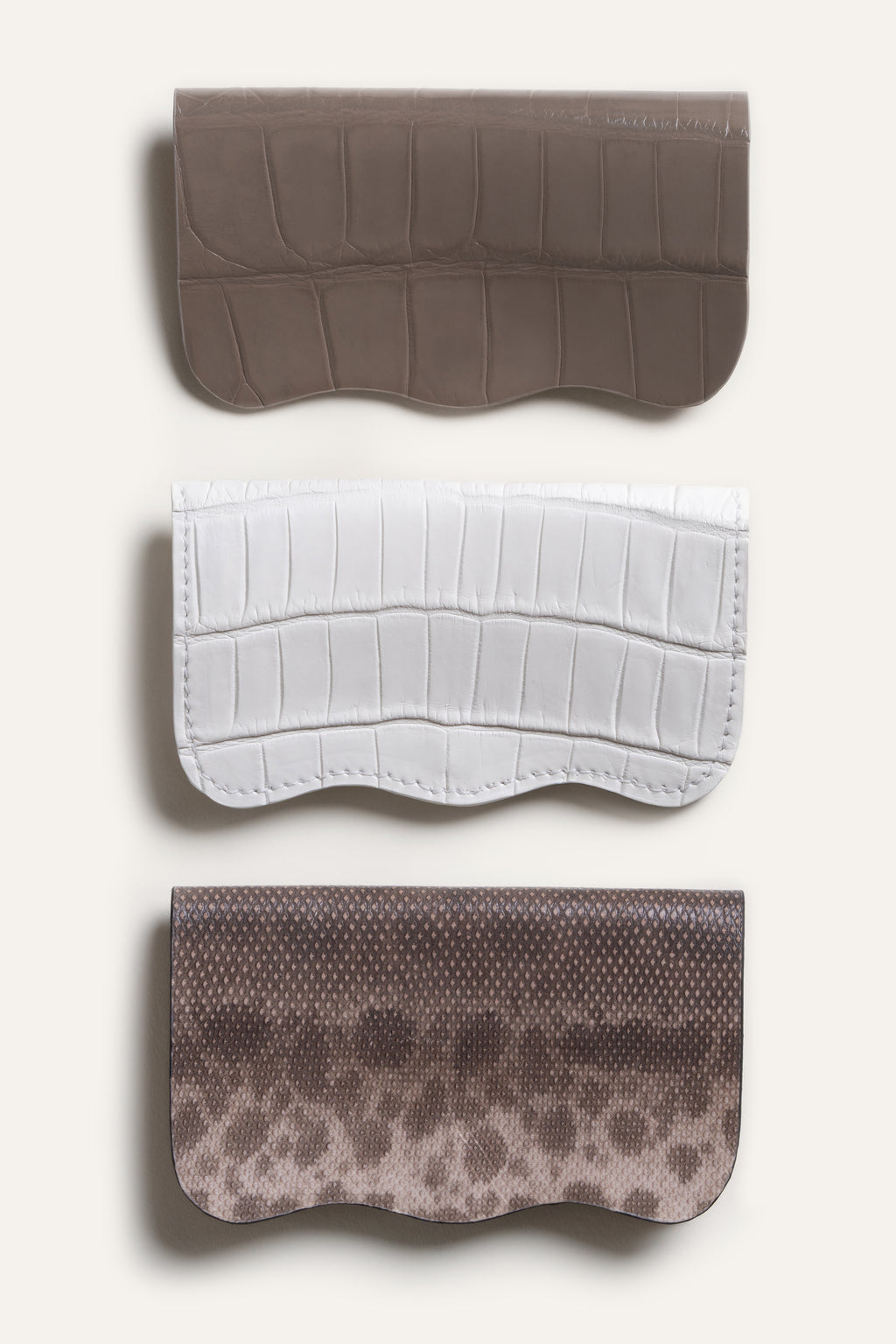 Mer Glasses Case in Taupe Crocodile