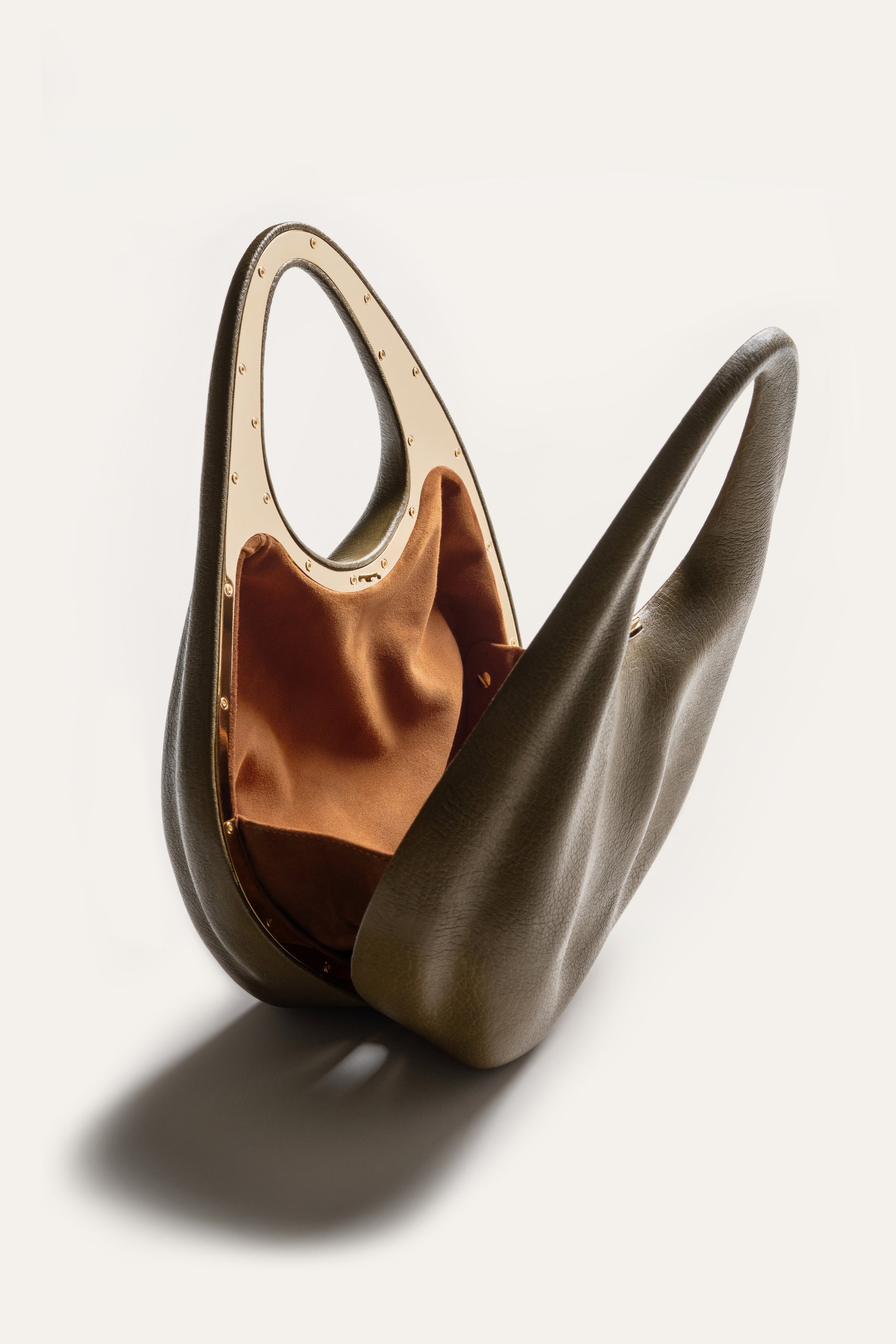 Fourier Top Handle in Moss Chèvre