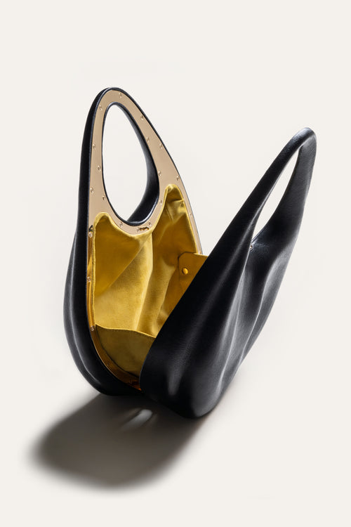 Fourier Top Handle in Black Chèvre