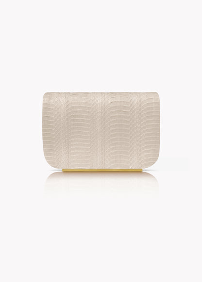 Rio Clutch in Cream Snakeskin